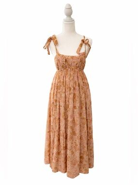 Ulla Johnson Cordelia Floral Tie Strap Midi Dress Size 0 Boho Anthropologie